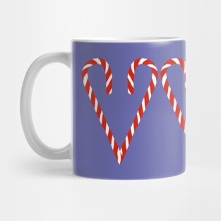 Christmas Candy Cane Three Hearts Mug